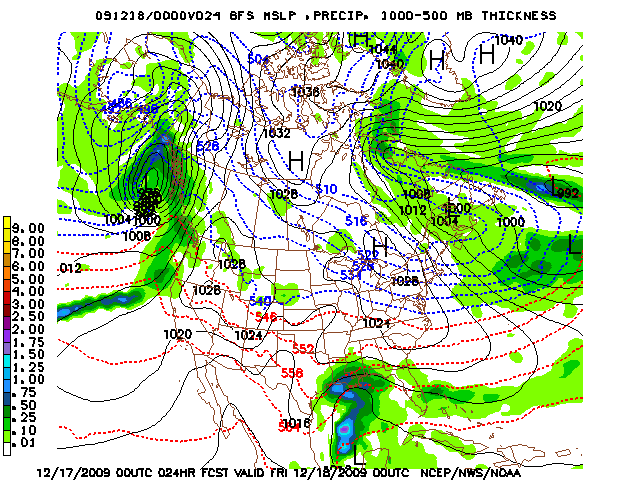 image of MSLP 1000 - 500mb