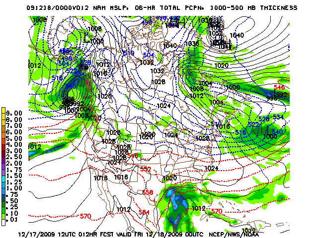 image of MSLP 1000 - 500mb