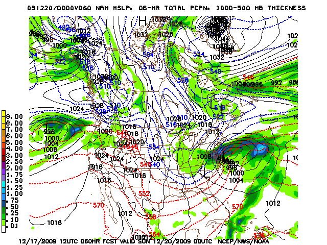 image of MSLP 1000 - 500mb