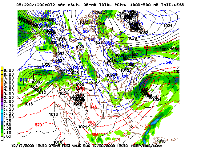 image of MSLP 1000 - 500mb