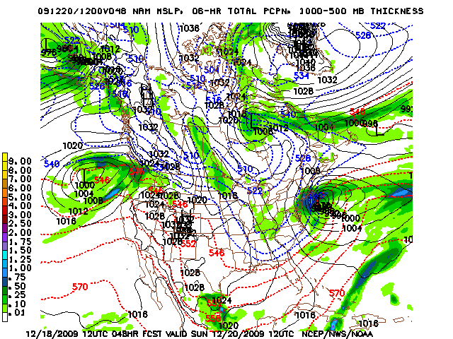 image of MSLP 1000 - 500mb