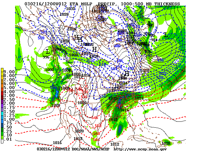 image of MSLP 1000 - 500mb