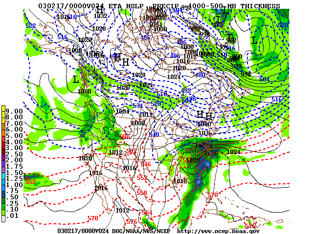 image of MSLP 1000 - 500mb