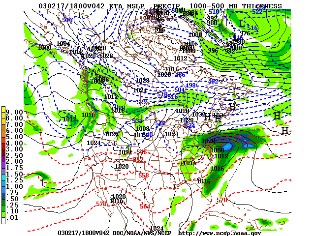 image of MSLP 1000 - 500mb