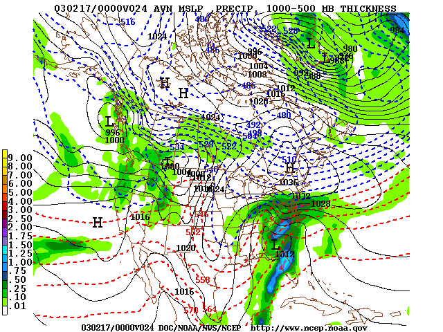 image of MSLP 1000 - 500mb
