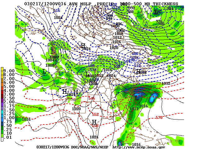 image of MSLP 1000 - 500mb
