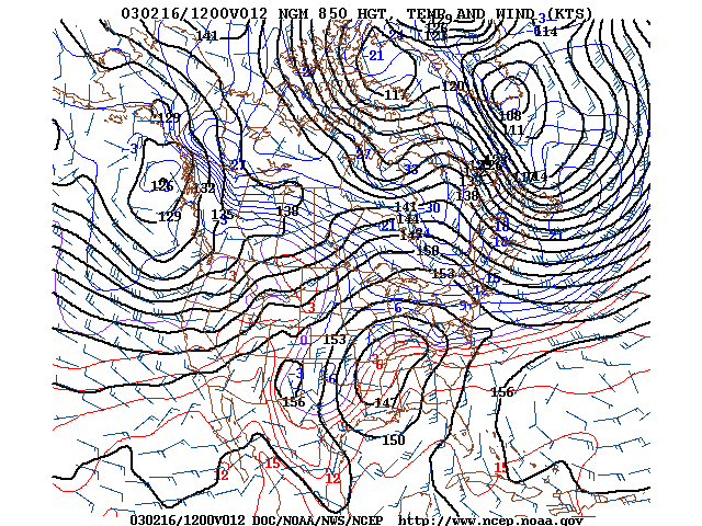 image of 850mb Temp, Ht