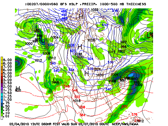 image of MSLP 1000 - 500mb