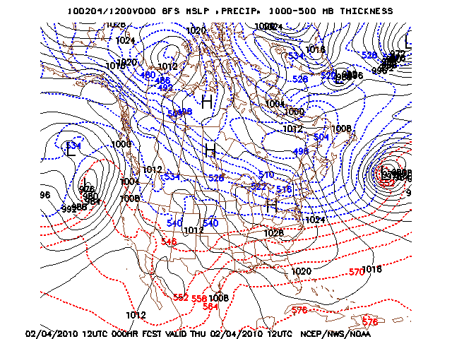 image of MSLP 1000 - 500mb