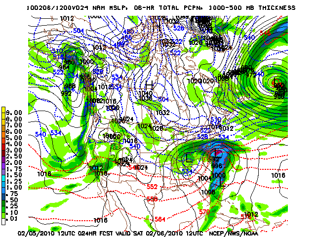 image of MSLP 1000 - 500mb