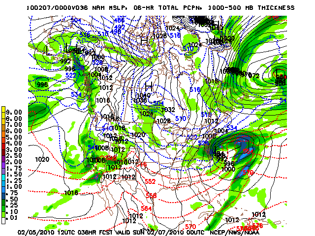 image of MSLP 1000 - 500mb