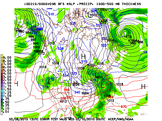 image of MSLP 1000 - 500mb