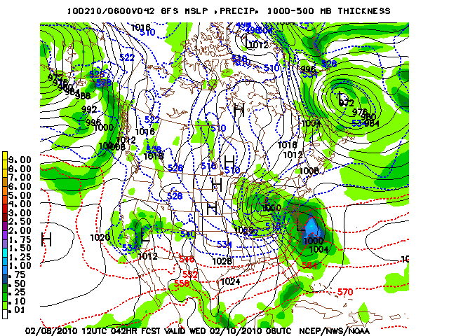 image of MSLP 1000 - 500mb