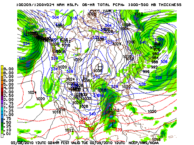 image of MSLP 1000 - 500mb