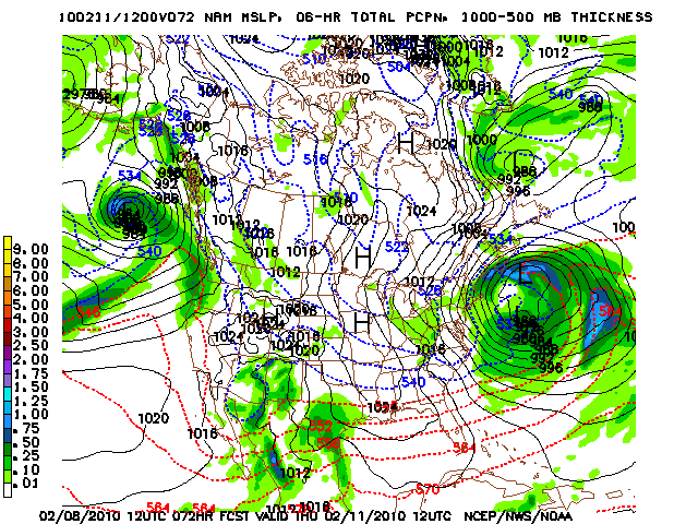 image of MSLP 1000 - 500mb