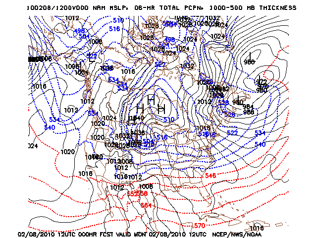 image of MSLP 1000 - 500mb