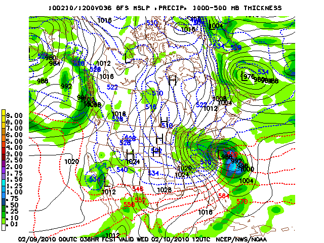 image of MSLP 1000 - 500mb