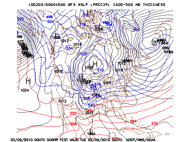 image of MSLP 1000 - 500mb