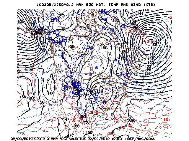 image of 850mb Temp, Ht