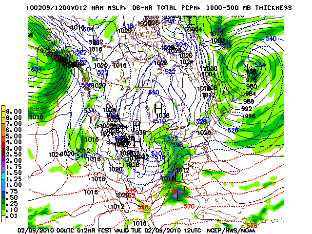 image of MSLP 1000 - 500mb
