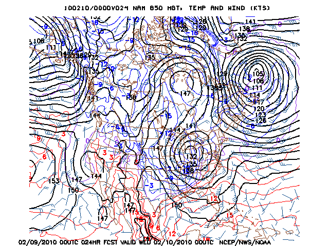 image of 850mb Temp, Ht