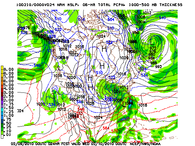 image of MSLP 1000 - 500mb